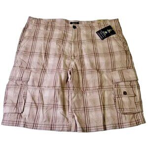 Austin Clothing Mens size 42 Brown Tan Cotton Plaid Button Zip Shorts Classic